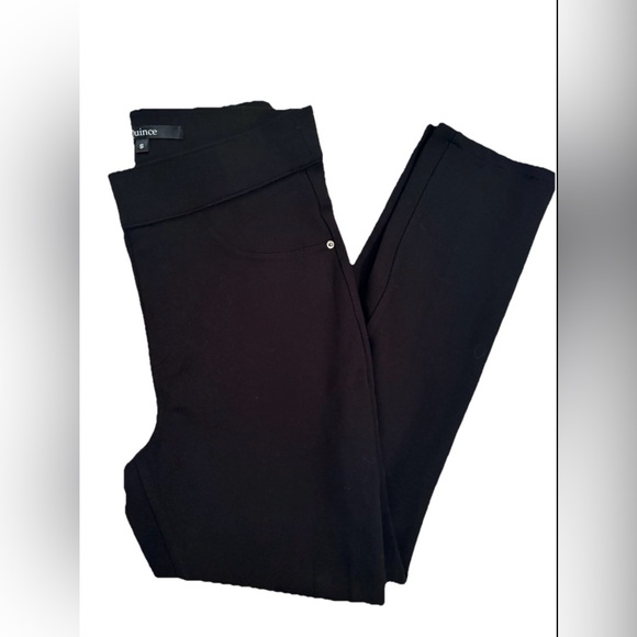 Quince Ultra Stretch Ponte Pull on Pants Black Straight Leg Size Small - Picture 3 of 12